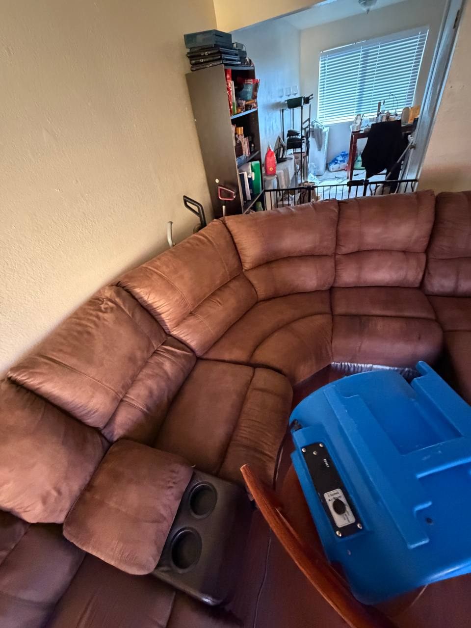 After upholstery cleaning showing the sectional corner and chaise restored